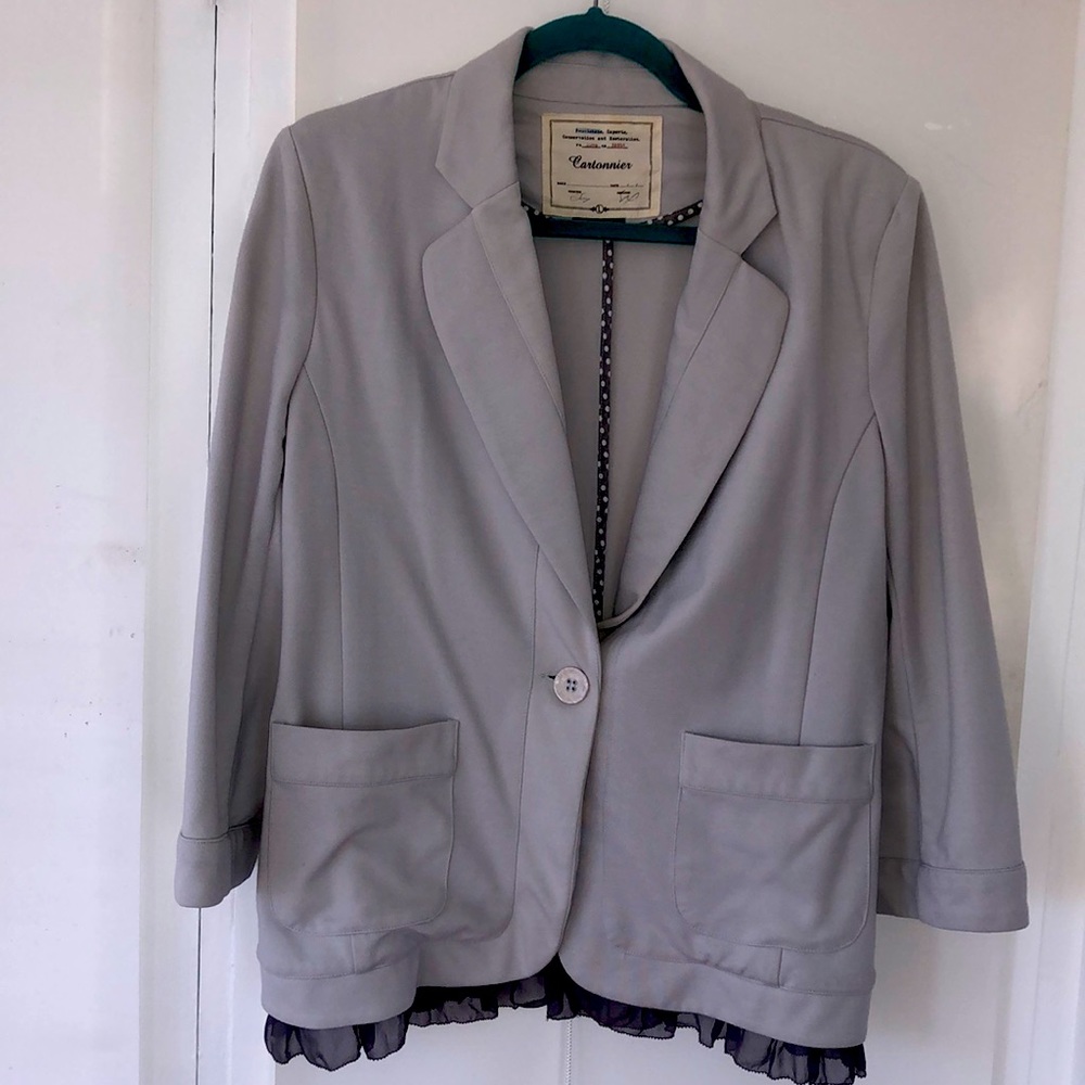 Cartonnier Grey Blazer with Dark Grey Frill L